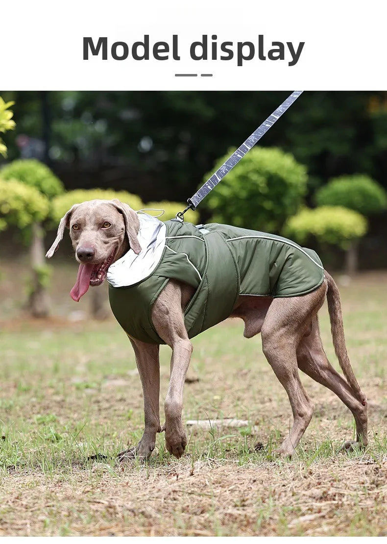 Giacca invernale impermeabile per cani con strisce riflettenti, cappotto spesso e caldo per animali domestici, regolabile con anello a D, S-3XL