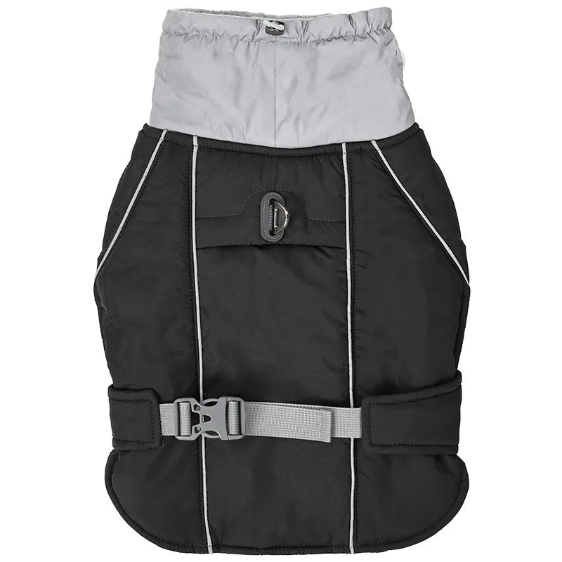 Giacca invernale impermeabile per cani con strisce riflettenti, cappotto spesso e caldo per animali domestici, regolabile con anello a D, S-3XL
