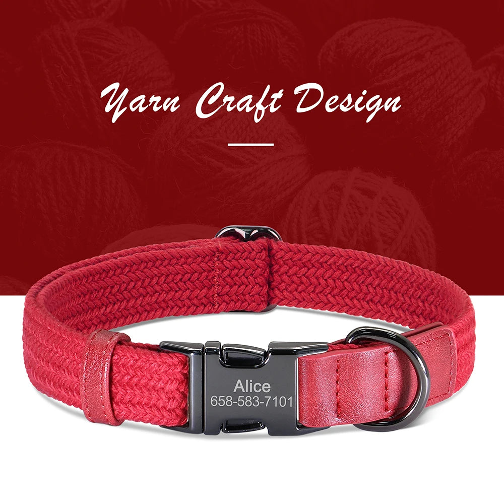 Collare per cani personalizzato Collari per cani in nylon resistente con nome per animali domestici inciso gratuito Collana con fibbia regolabile per cani di taglia piccola, media e grande