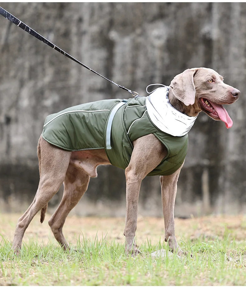 Giacca invernale impermeabile per cani con strisce riflettenti, cappotto spesso e caldo per animali domestici, regolabile con anello a D, S-3XL