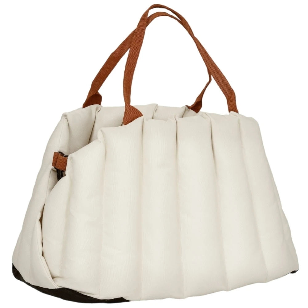 Borsa da trasporto per cani sotto i 5 kg, 2 cinghie, tessuto Oxford, cuscino, guinzaglio, bianco crema