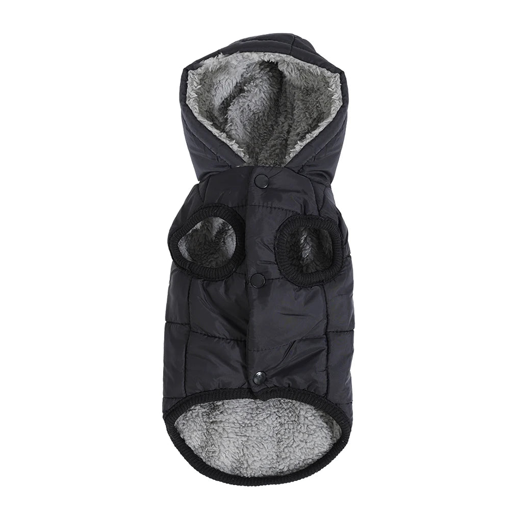 Caldo pile cappotto per cani con cappuccio per cani di piccola taglia media inverno vestiti per cuccioli giacca con anello a D spesso accogliente carlino bassotto Parka costume