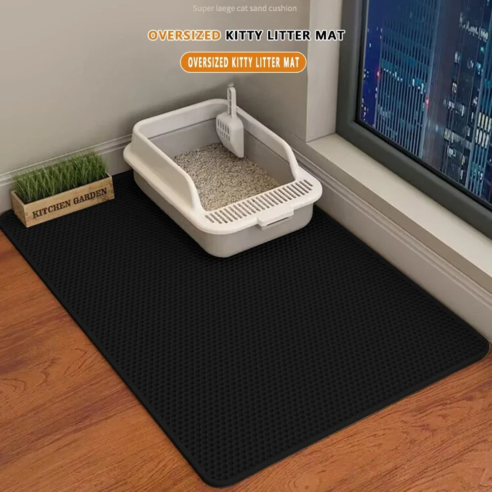 Tappetino per lettiera per gatti Design a 2 strati Tecnologia di cattura della sabbia premium Base impermeabile Protezione antiscivolo per pavimenti per animali domestici per gattini da interni