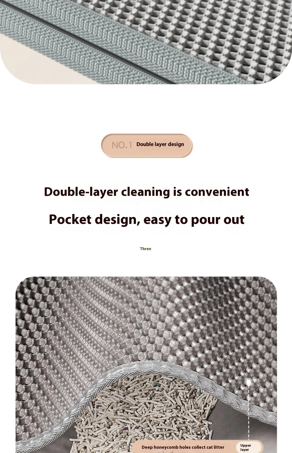 Tappetino per lettiera per gatti Design a 2 strati Tecnologia di cattura della sabbia premium Base impermeabile Protezione antiscivolo per pavimenti per animali domestici per gattini da interni