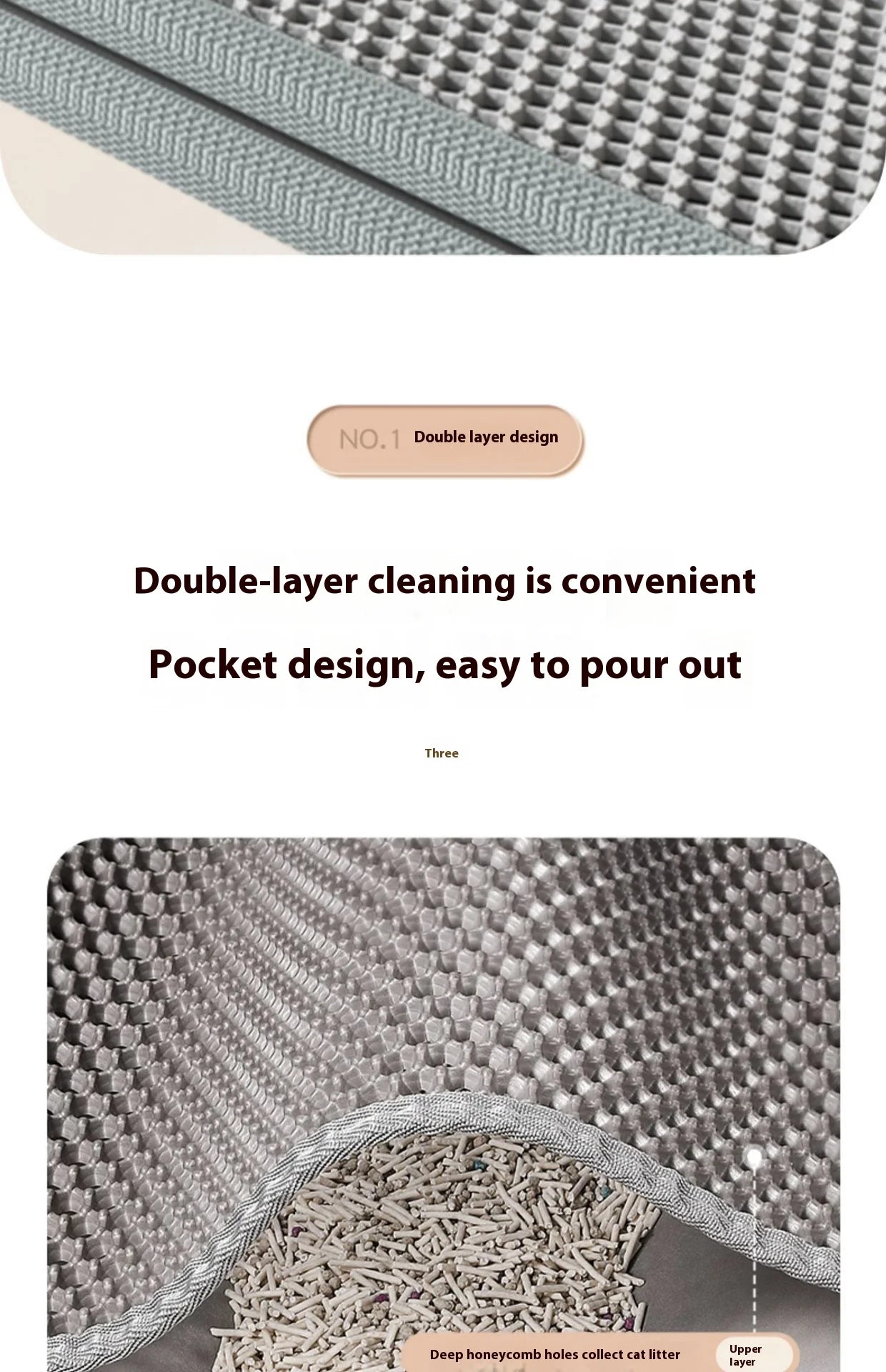 Tappetino per lettiera per gatti Design a 2 strati Tecnologia di cattura della sabbia premium Base impermeabile Protezione antiscivolo per pavimenti per animali domestici per gattini da interni