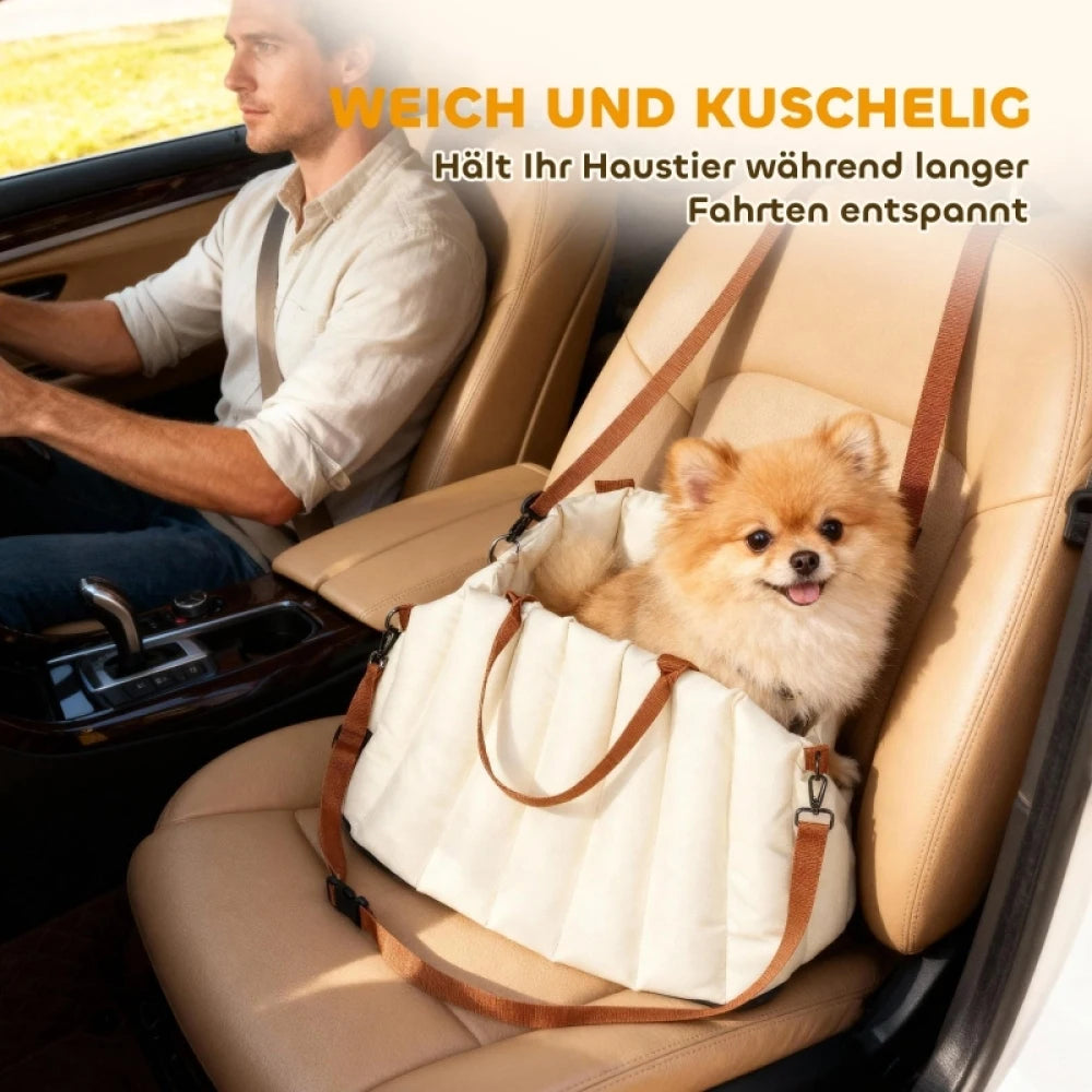 Borsa da trasporto per cani sotto i 5 kg, 2 cinghie, tessuto Oxford, cuscino, guinzaglio, bianco crema