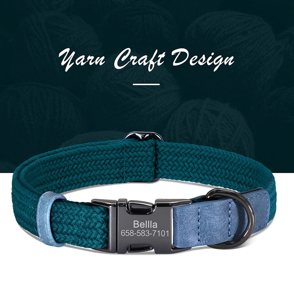 Collare per cani personalizzato Collari per cani in nylon resistente con nome per animali domestici inciso gratuito Collana con fibbia regolabile per cani di taglia piccola, media e grande